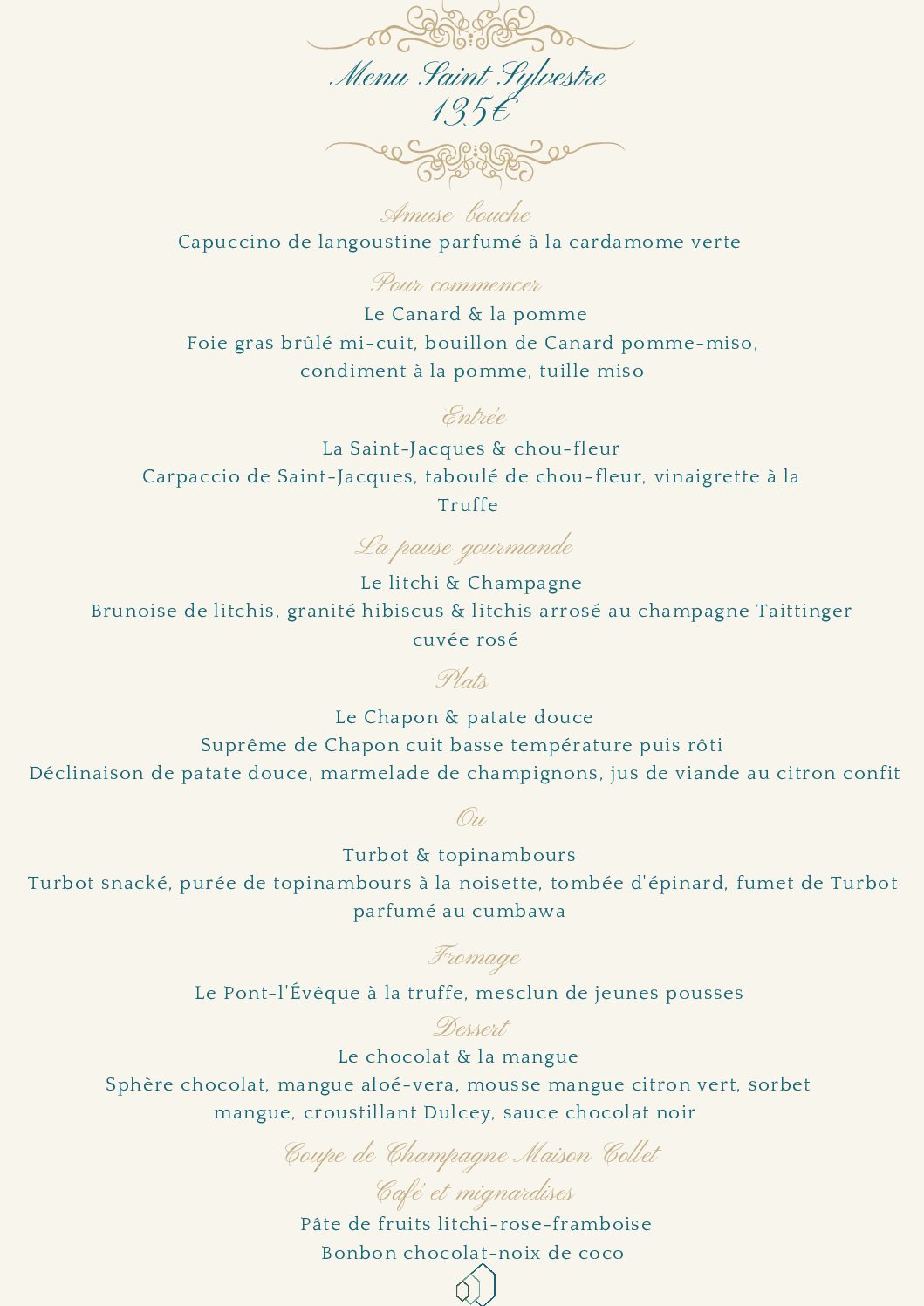 menu st sylvestre 2022