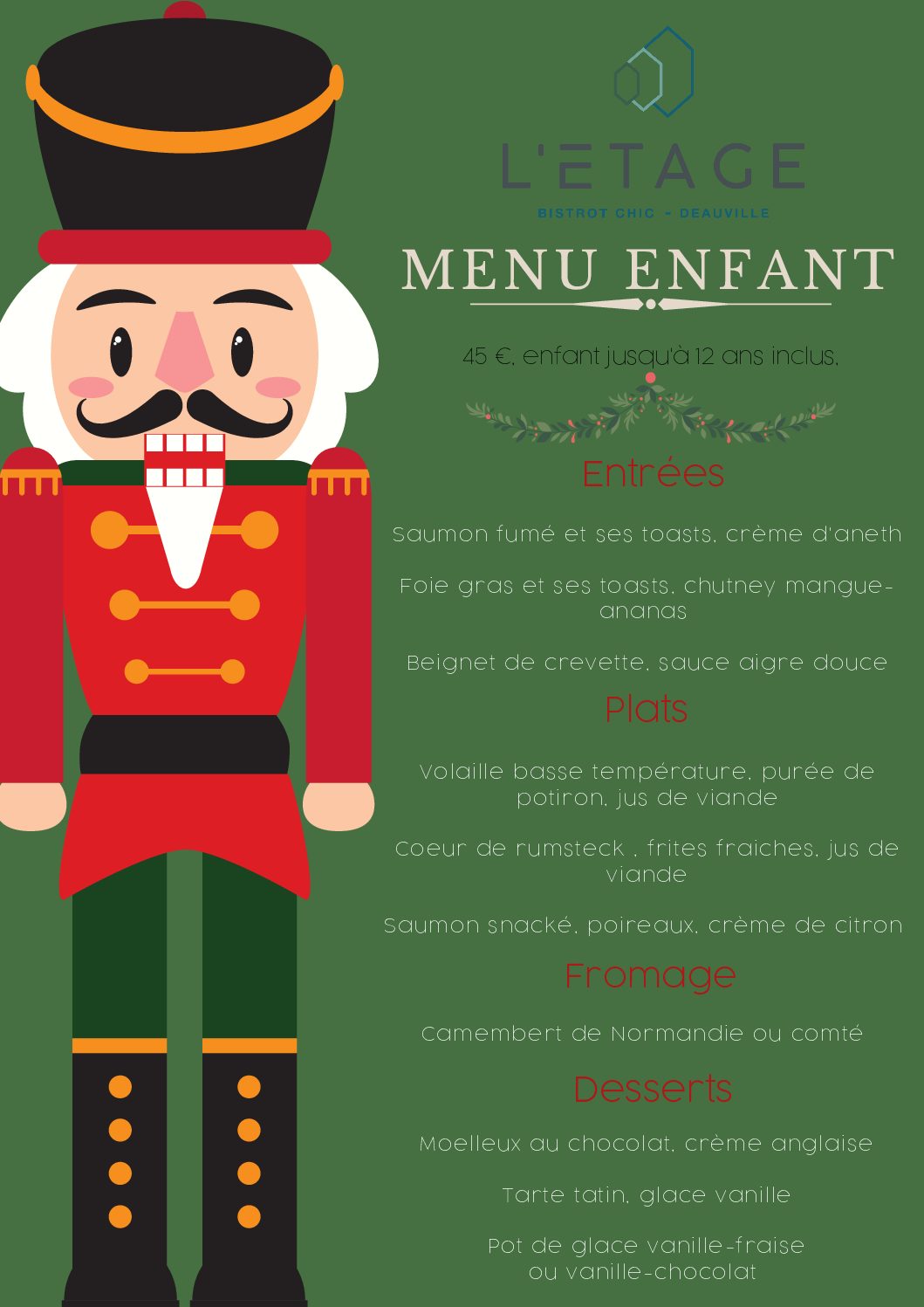 MENU ST SYLVESTRE NOEL ENFANT 2022